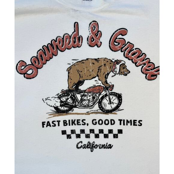 Jungmaven Seaweed And Gravel Moto White Short Sleeve T-Shirt XL Tee Vintage - Picture 1 of 6